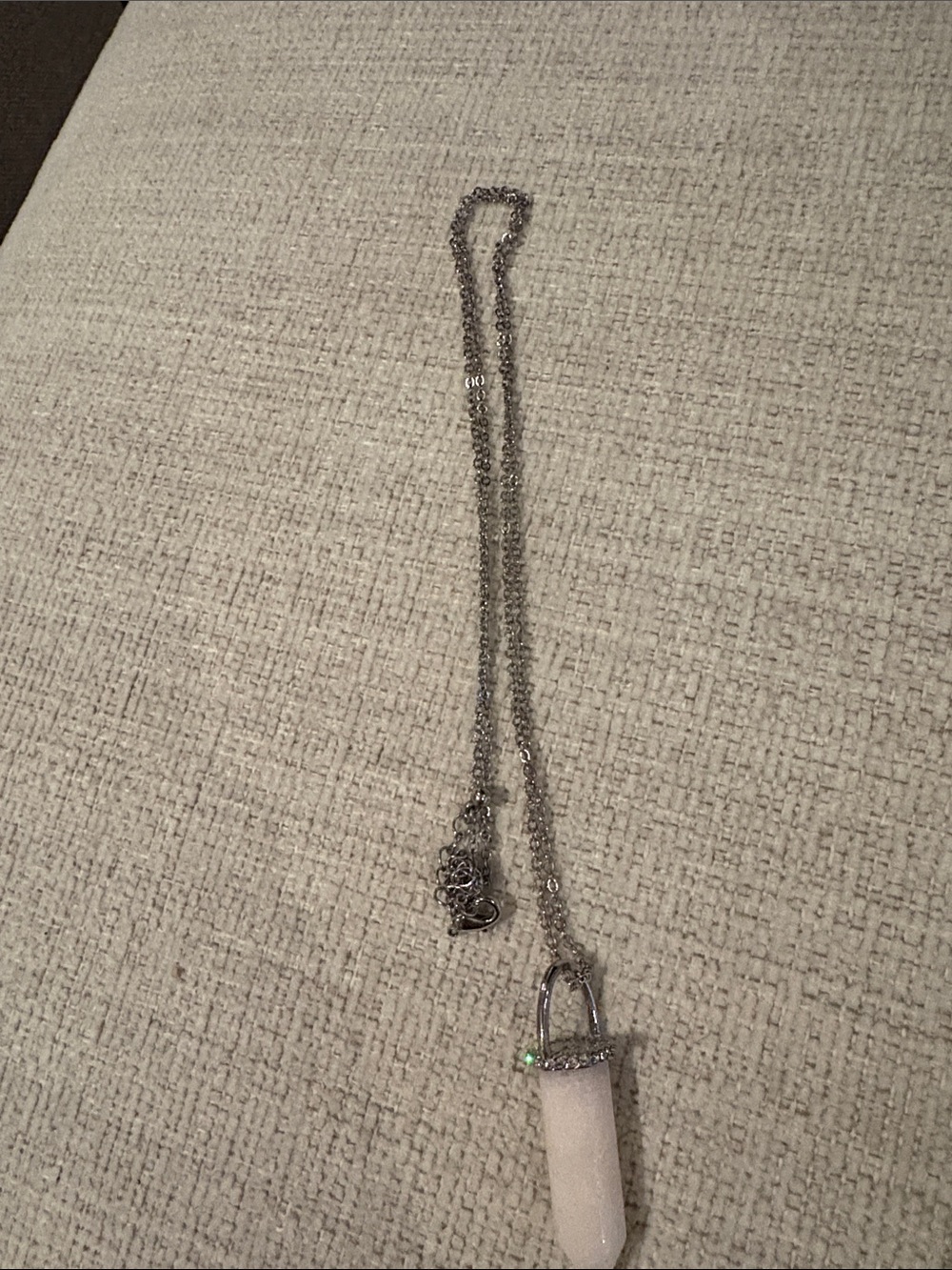Sterling-Tone Crystal Point Pendant Necklace in White